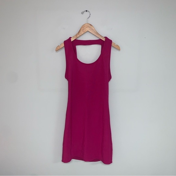 Sparkle & Fade Mini Dress Women's Size Large Pink Magenta Bodycon Open Back Tank - Picture 2 of 8